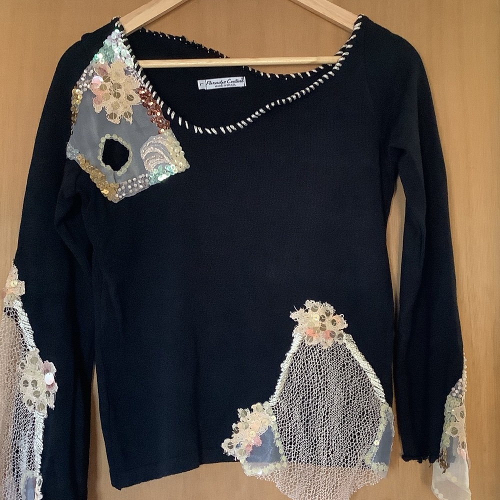 Elegant Black Embellished Women's Top